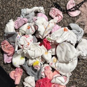 Assorted Baby Mittens Set - Pink, White, Gray